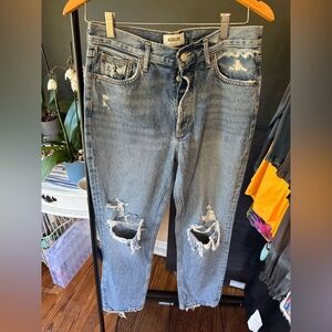 Agolde Light Blue Distressed Relaxed Jeans